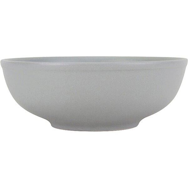 A close-up of a gray Tuxton China Menudo Bowl.