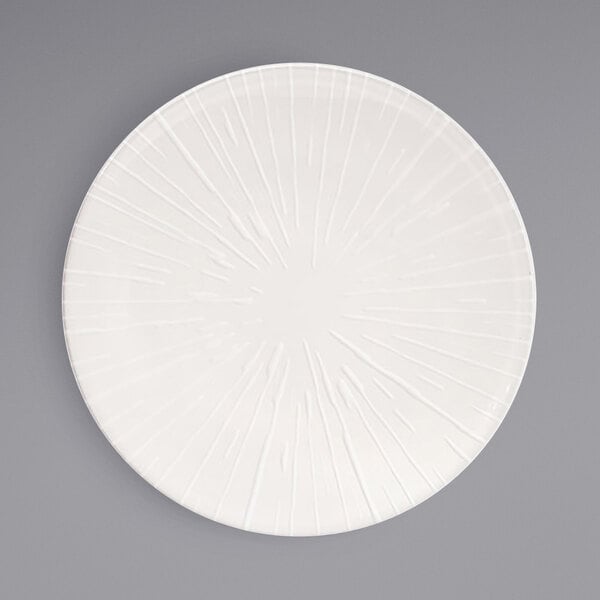 A white plate with lines on it.