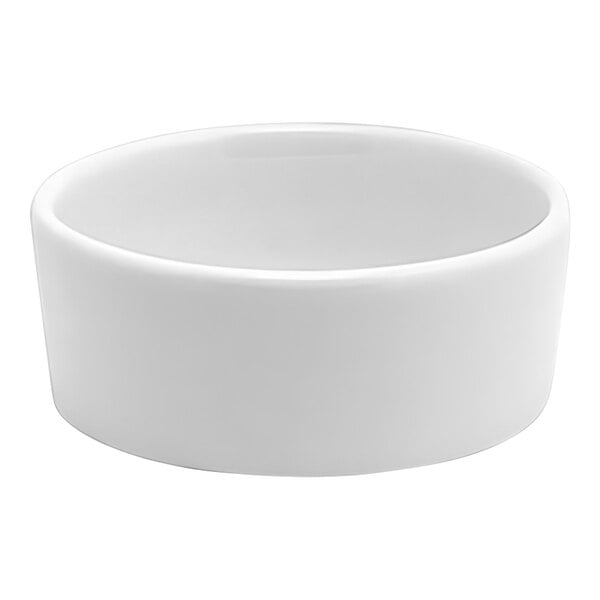 Front of the House Soho 3 oz. Bright White Round Porcelain Ramekin - 12/Case