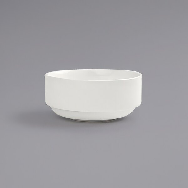 A Front of the House Catalyst Monaco porcelain bowl on a gray surface.