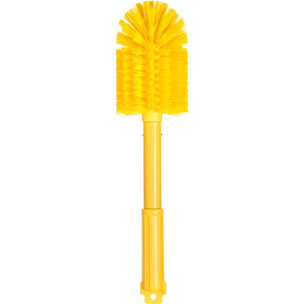 A yellow Carlisle Sparta cleaning brush with a handle and round bristles.