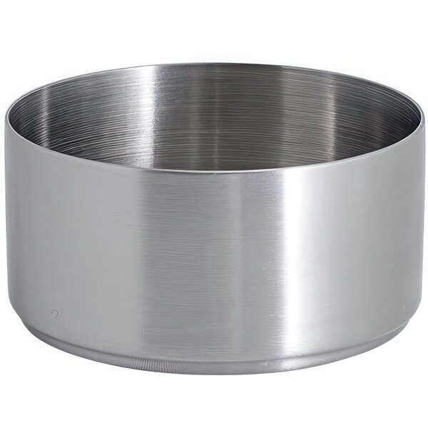 A silver Front of the House Soho round ramekin on a white background.