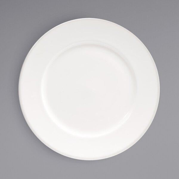 A Front of the House Catalyst Classic porcelain plate with a white rim on a white background.