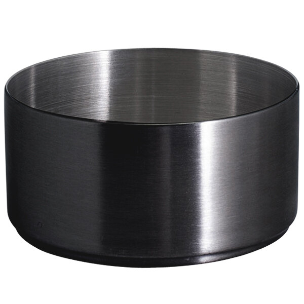 Front of the House DSD073BKS23 Soho 6 oz. Matte Black Brushed Stainless Steel Round Ramekin 12