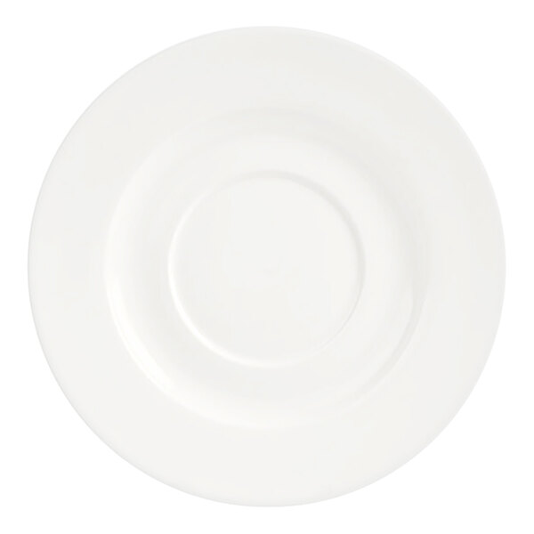 Front of the House Catalyst 8" European White Round Porcelain Saucer - 12/Case