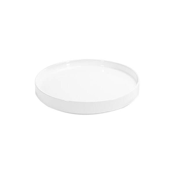 Front of the House Soho 5" Bright White Round Porcelain Plate with Raised Rim - 12/Case