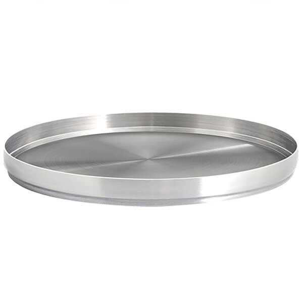 a silver tray with a circular edge