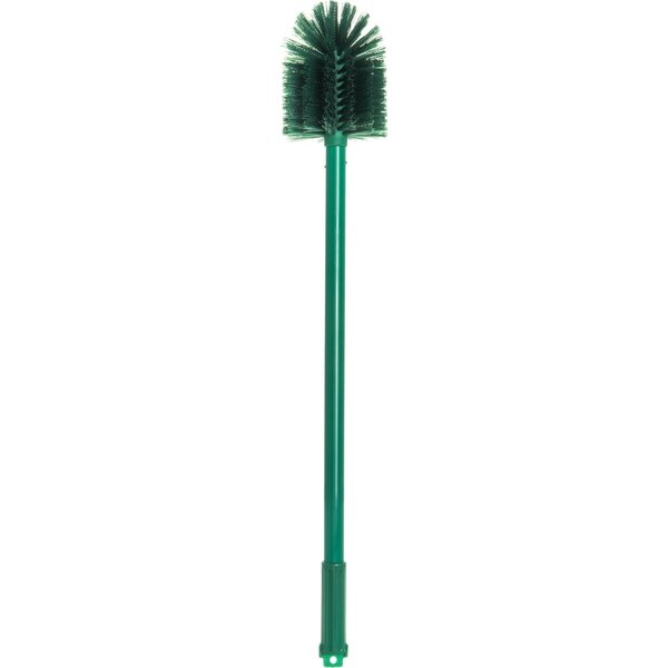 A Carlisle Sparta green brush with a long handle.