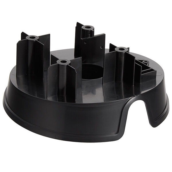 A black plastic Sunkist juicer lid trim with four holes.