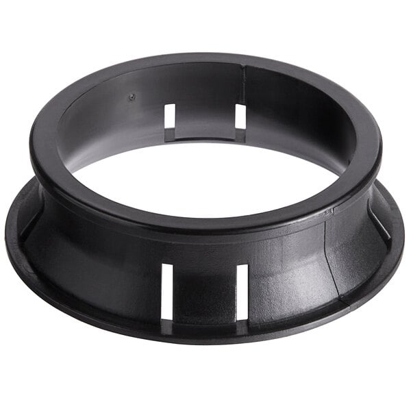 A black circular plastic ring with holes.
