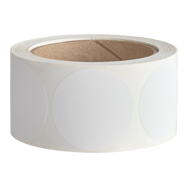 Lavex 2" White Gloss Paper Permanent Round Inventory Label - 500/Roll