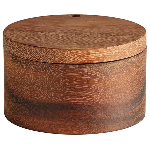 Acacia Wooden Salt Cellar with Lid - 4