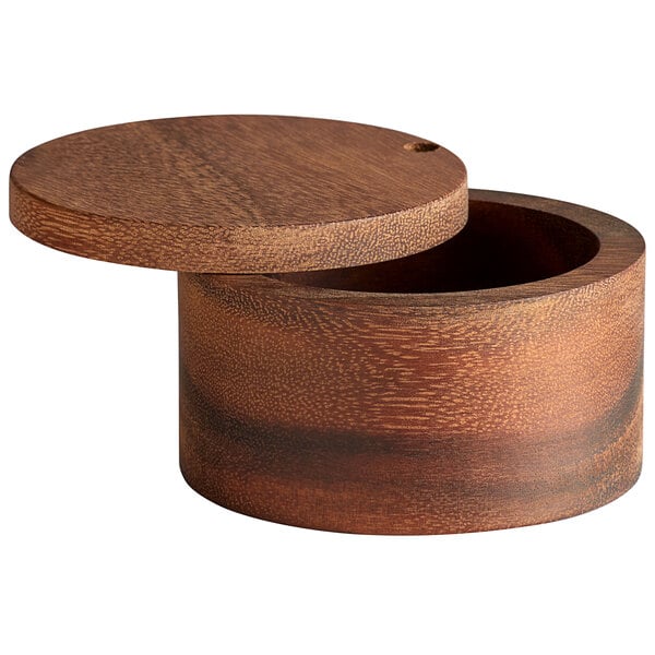 Acacia Wooden Salt Cellar with Lid - 4