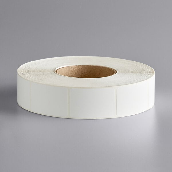 A roll of Lavex white thermal transfer labels.