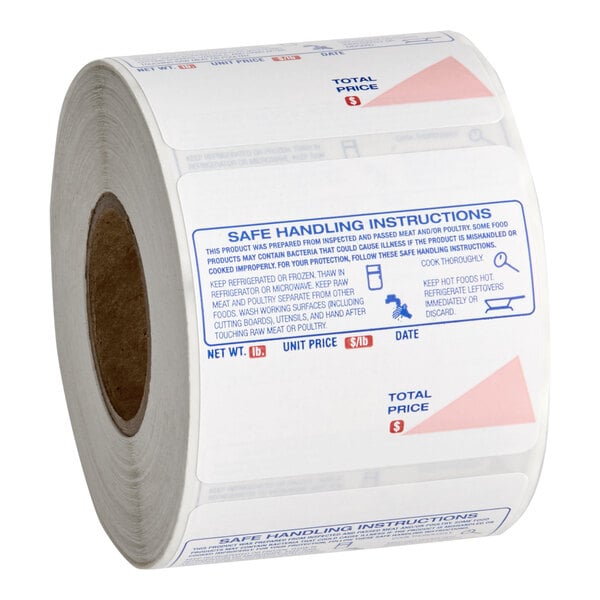 PointPlus 2 1/2" x 2 5/16" White Safe Handling Pre-Printed Permanent Direct Thermal Label Equivalent to Globe E12 - 625/Roll