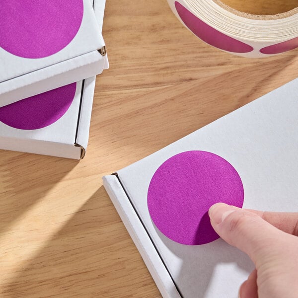 Lavex 2" Purple Gloss Paper Permanent Round Inventory Label - 500/Roll
