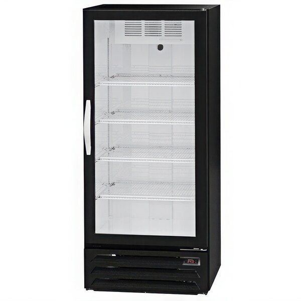 A black Beverage-Air marketmax glass door merchandiser.