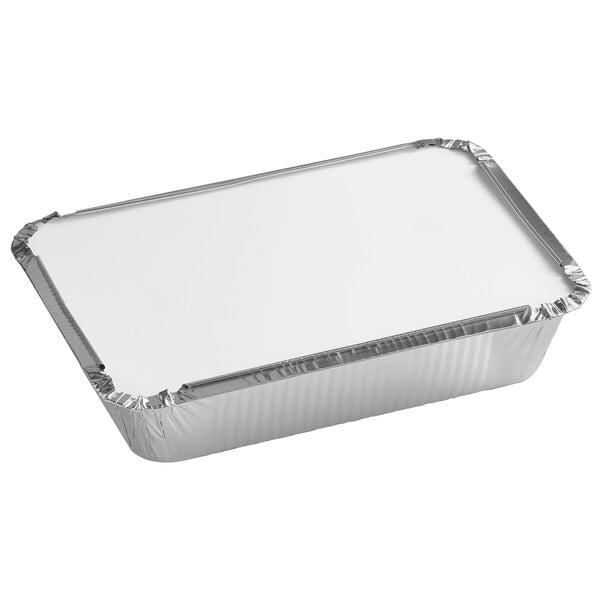 Choice 8 1/2 x 6 3/8 3-Compartment Foil Take-Out Tray with Board Lid -  250/Case