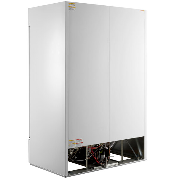 a white refrigerator with a white door