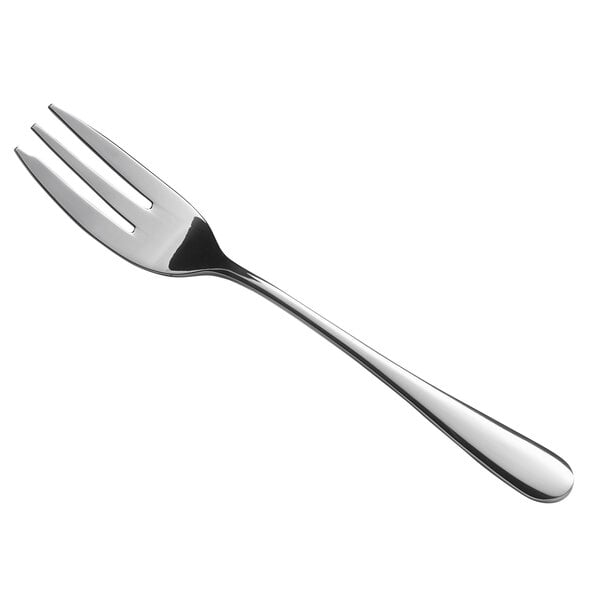 An Arcoroc stainless steel cocktail fork with a silver handle.