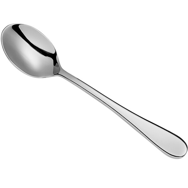 An Arcoroc stainless steel espresso spoon with a silver handle.