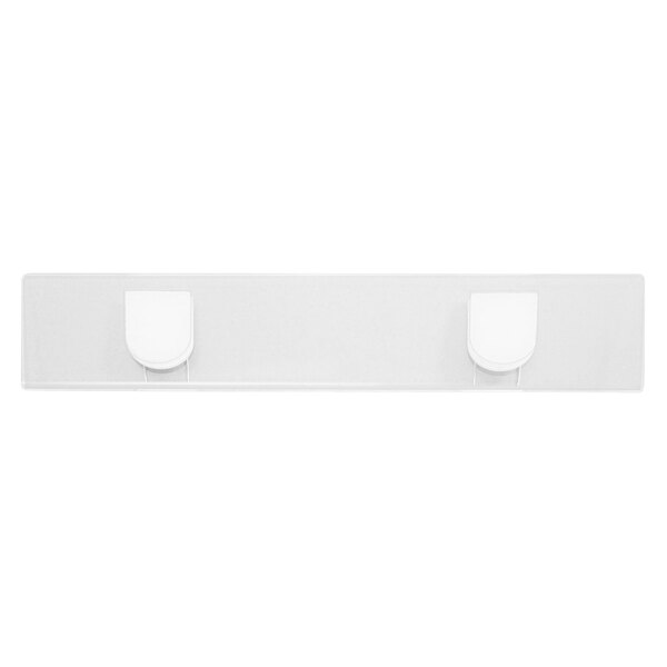 An Advantus white rectangular wall panel sign holder with a black border.