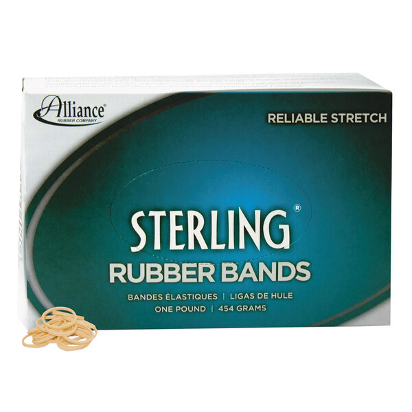 A box of Alliance Sterling Crepe #8 rubber bands.