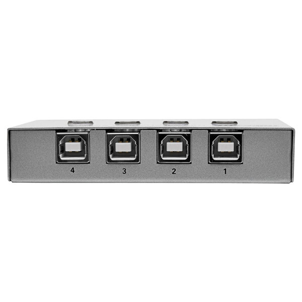 A silver Tripp Lite USB hub with four ports.
