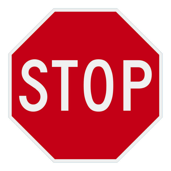 A red and white diamond grade aluminum sign that says "Stop" in white text.