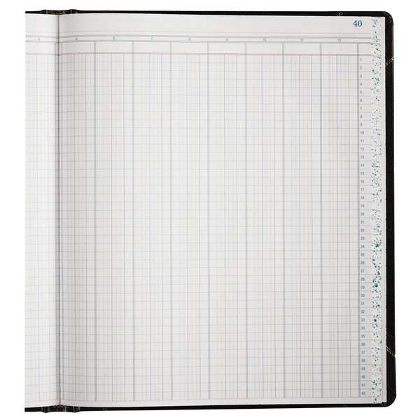 A Boorum & Pease black record and account notebook with graph paper.