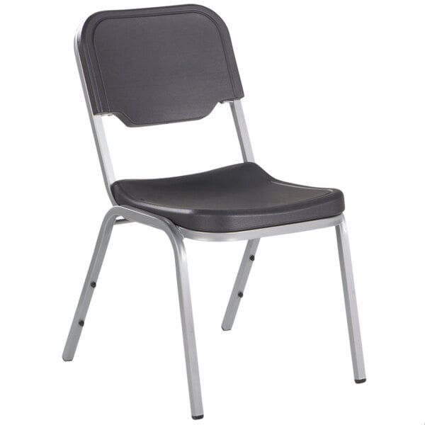 A black Iceberg Rough N Ready chair with a silver metal base.