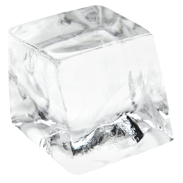 a clear ice cube on a white background