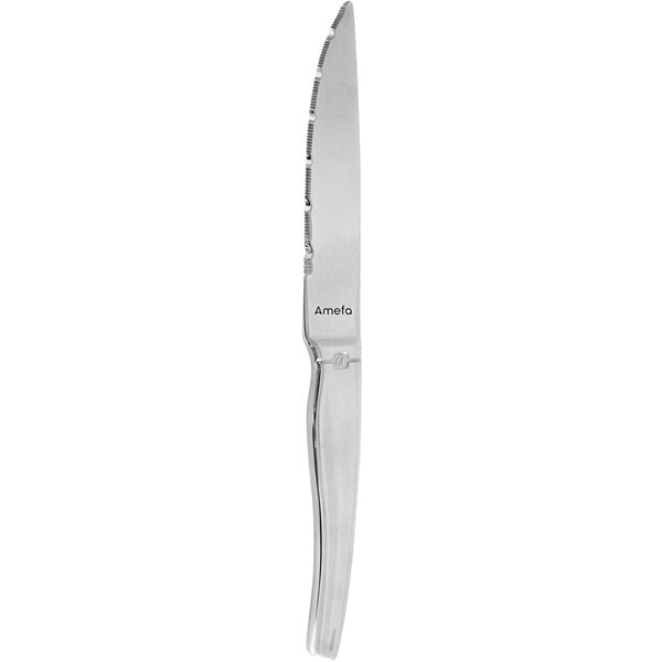 An Amefa stainless steel steak knife with a silver handle.