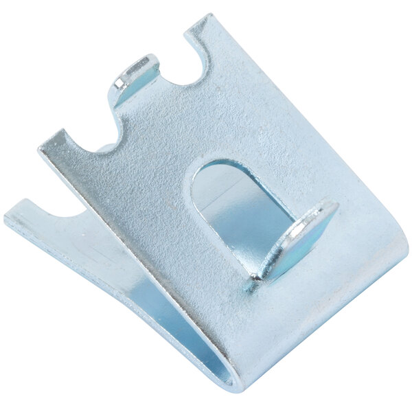 A metal Hoshizaki shelf clip with two holes.