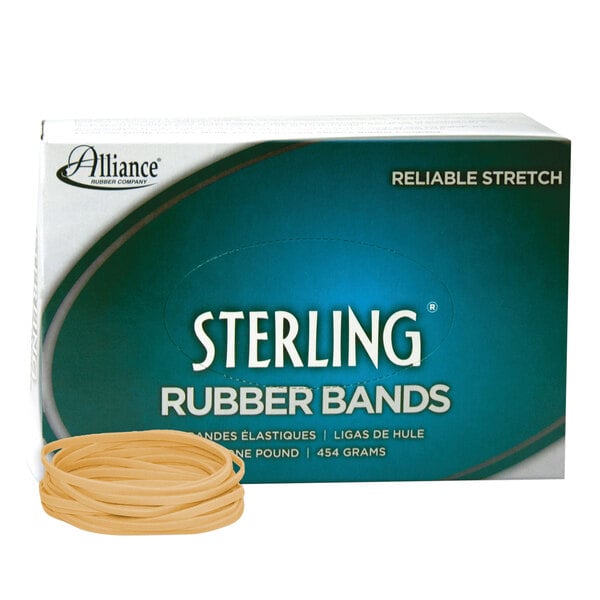 A box of Alliance Sterling rubber bands.