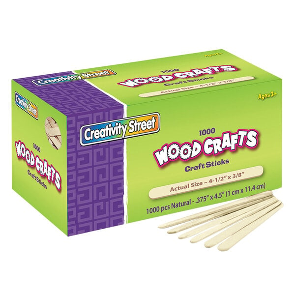 A box of 1000 natural wood craft sticks.