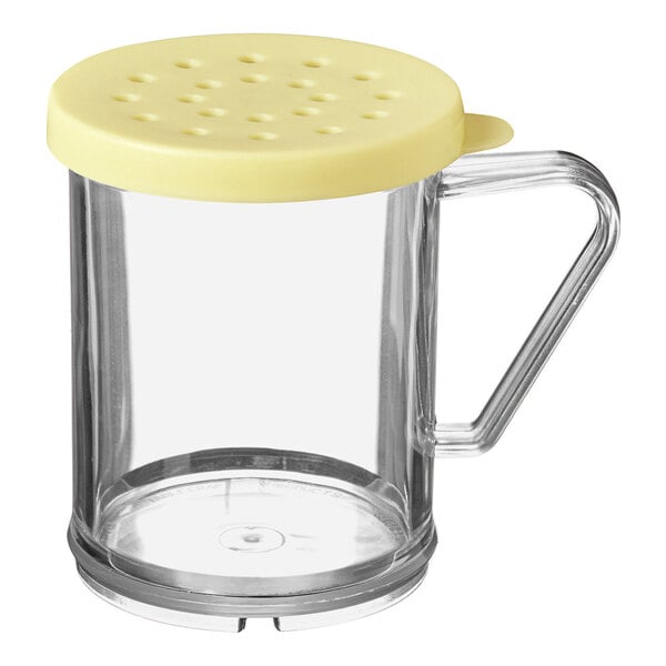 TableCraft 166D 10 oz. Polycarbonate Shaker with Yellow Lid for Ground Cheese