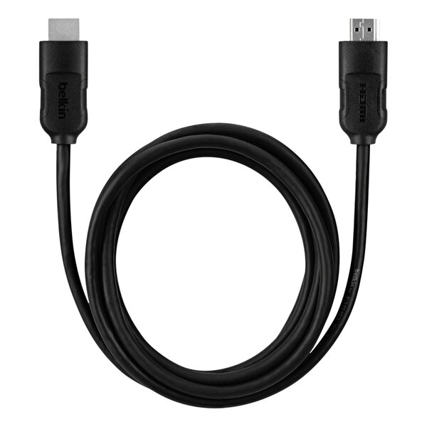 A black Belkin HDMI cable with two male connectors.