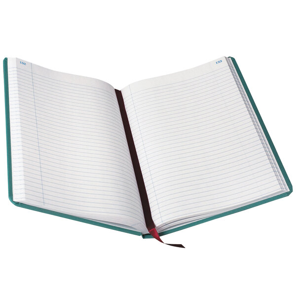 An open Boorum & Pease notebook with lined pages.