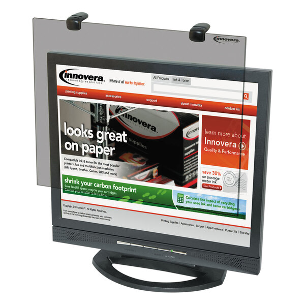 The Innovera LCD monitor filter on a computer screen.