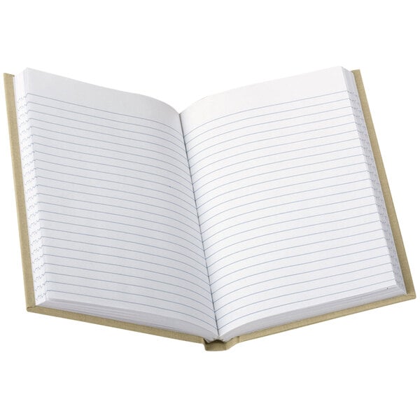 A close-up of the lined pages in a Boorum & Pease tan memo notebook.