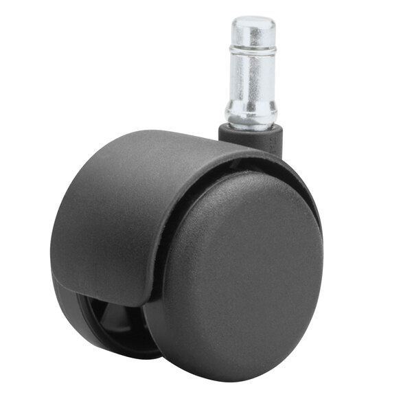 A black Master Caster wheel with a plastic cap.