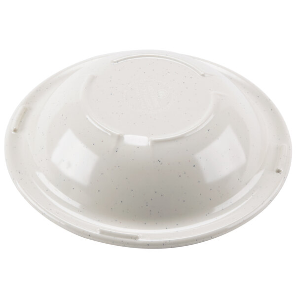 A white bowl with speckled specks.