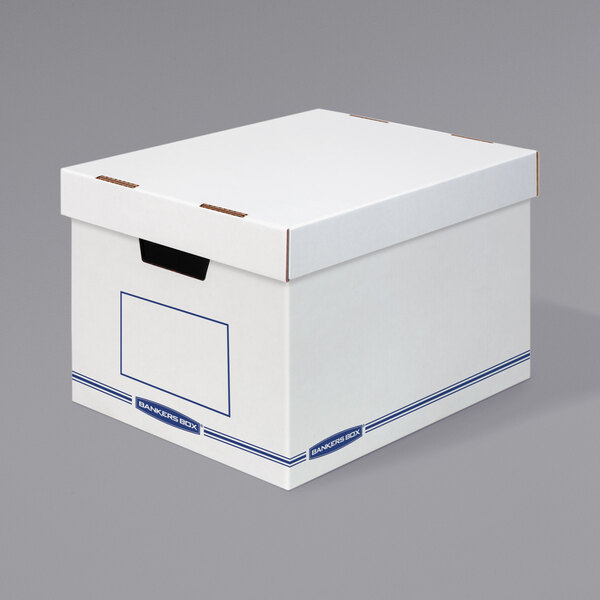 a white box with blue lines