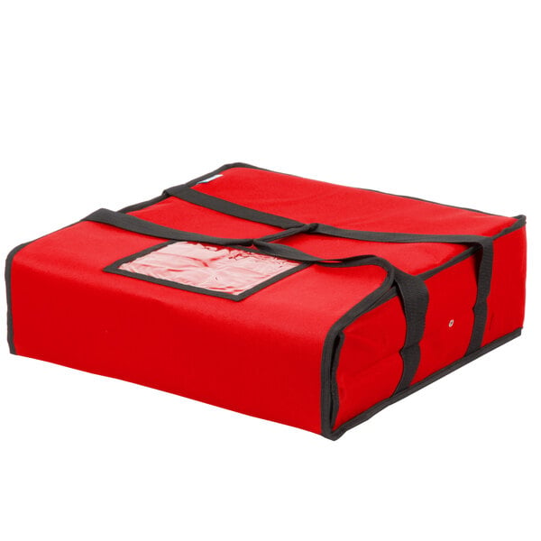 Choice Insulated Pizza Delivery Bag, Red Nylon, 18 inch x 18 inch x 5 inch - Holds up to (2) 16 inch or (1) 18 inch Pizza Boxes