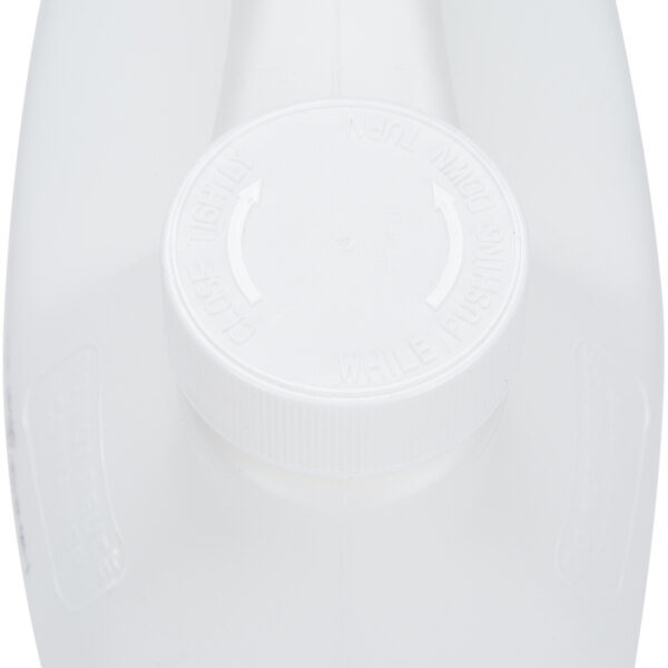 A white plastic jug with a white cap.