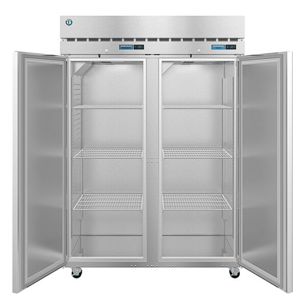a large refrigerator with two doors
