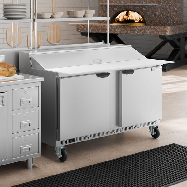 Beverage-Air SPE60HC-16C Elite Series 60" 2 Door Cutting Top Refrigerated Sandwich Prep Table with 17" Deep Cutting Board