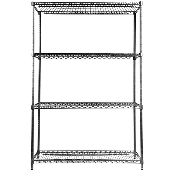 a black wire shelving unit