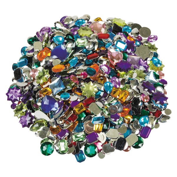 A pile of Creativity Street acrylic gemstones in various colors.